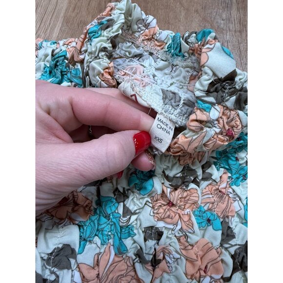 Anthropologie Dolan Top Small Pebble Smocked Left Coast Floral Turtleneck XXS - Picture 6 of 9